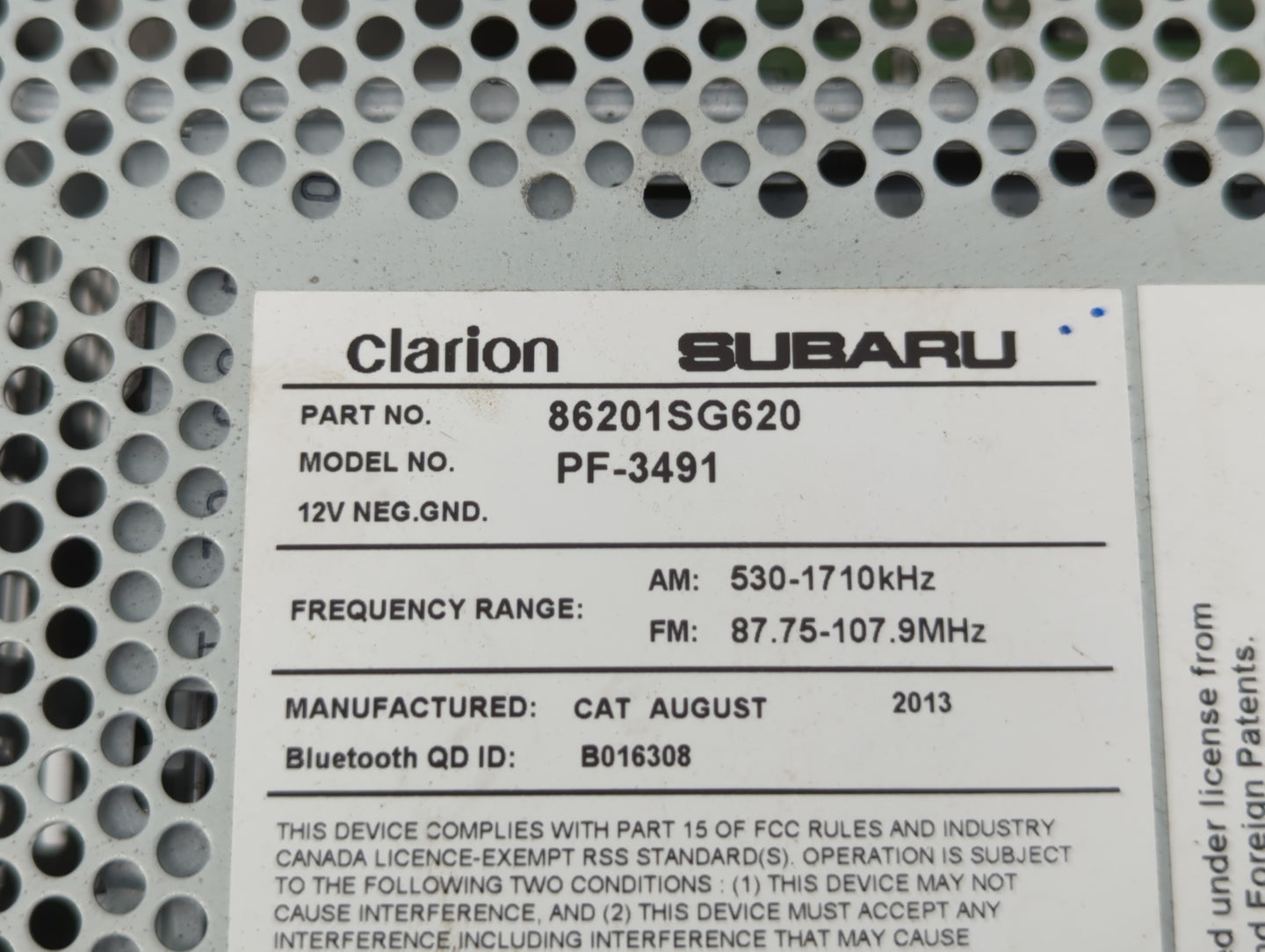 2014 Subaru Forester Am Fm Cd Player Radio Receiver - Oemusedautoparts1.com