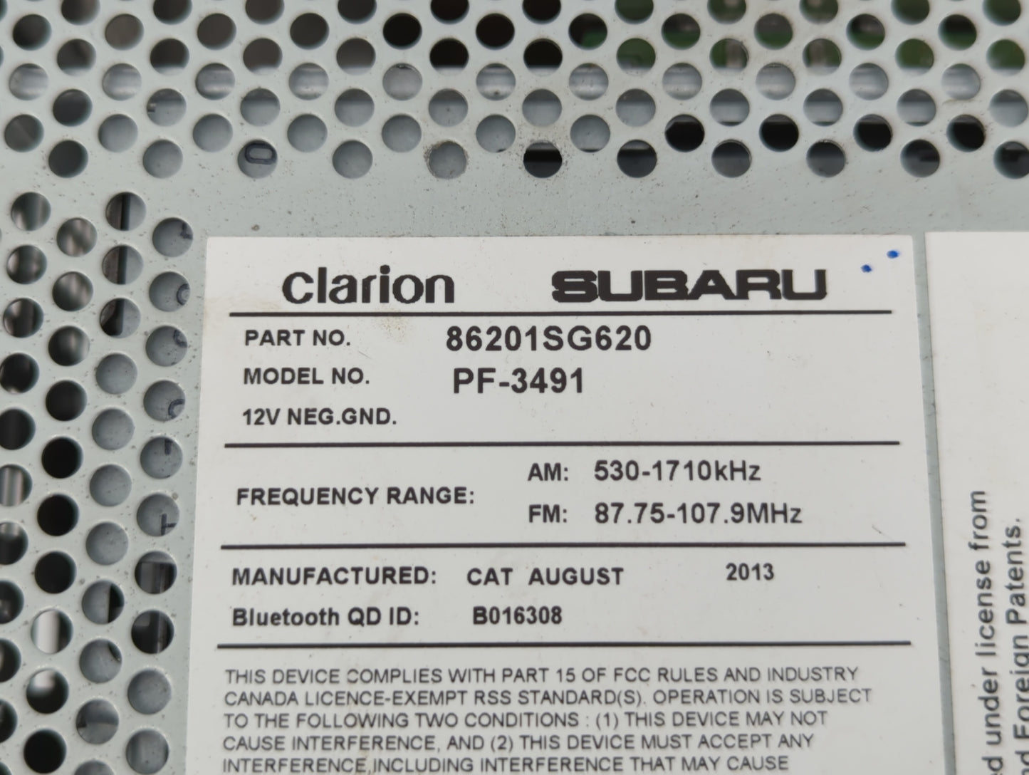 2014 Subaru Forester Am Fm Cd Player Radio Receiver - Oemusedautoparts1.com