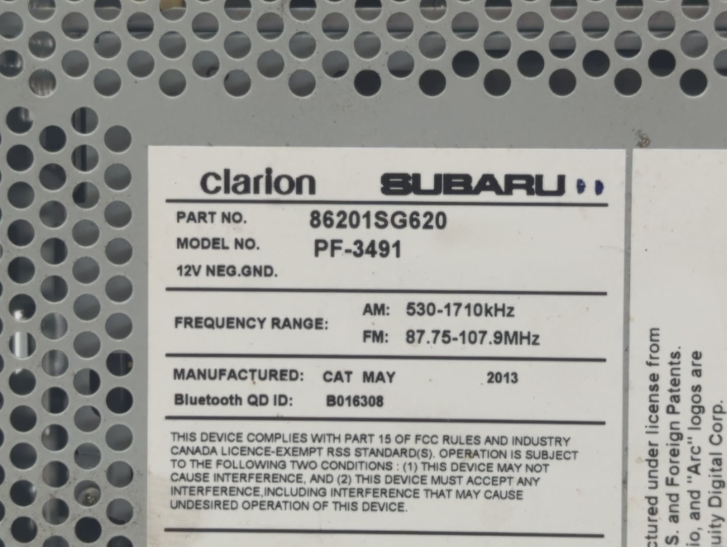 2014 Subaru Forester Am Fm Cd Player Radio Receiver - Oemusedautoparts1.com