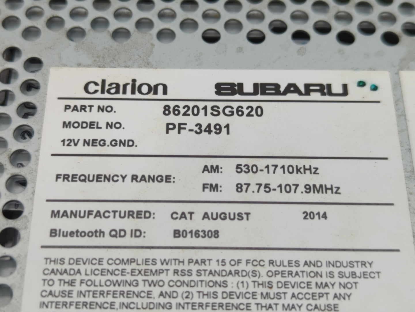 2014 Subaru Forester Am Fm Cd Player Radio Receiver - Oemusedautoparts1.com