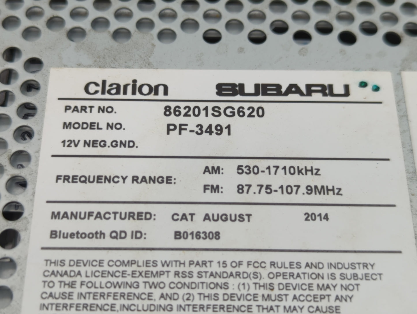 2014 Subaru Forester Am Fm Cd Player Radio Receiver - Oemusedautoparts1.com