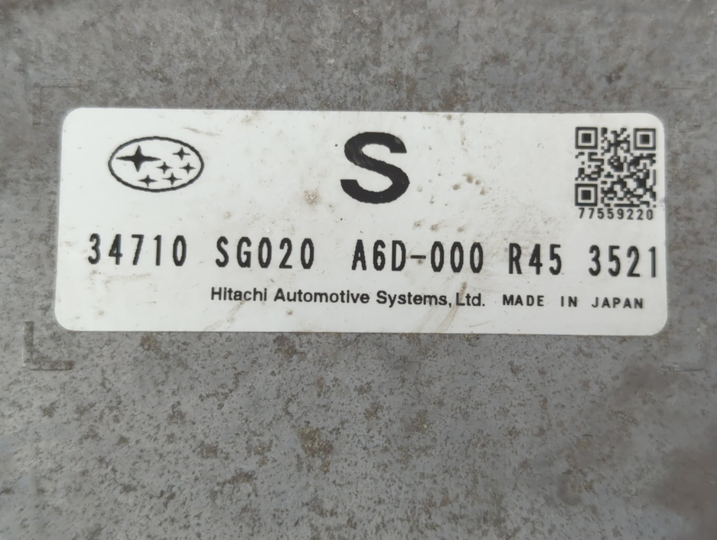 2014 Subaru Forester PCM Engine Control Computer ECU ECM PCU OEM P/N:A6D-000 R45 3521 34710 SG020 Fits OEM Used Auto Parts -