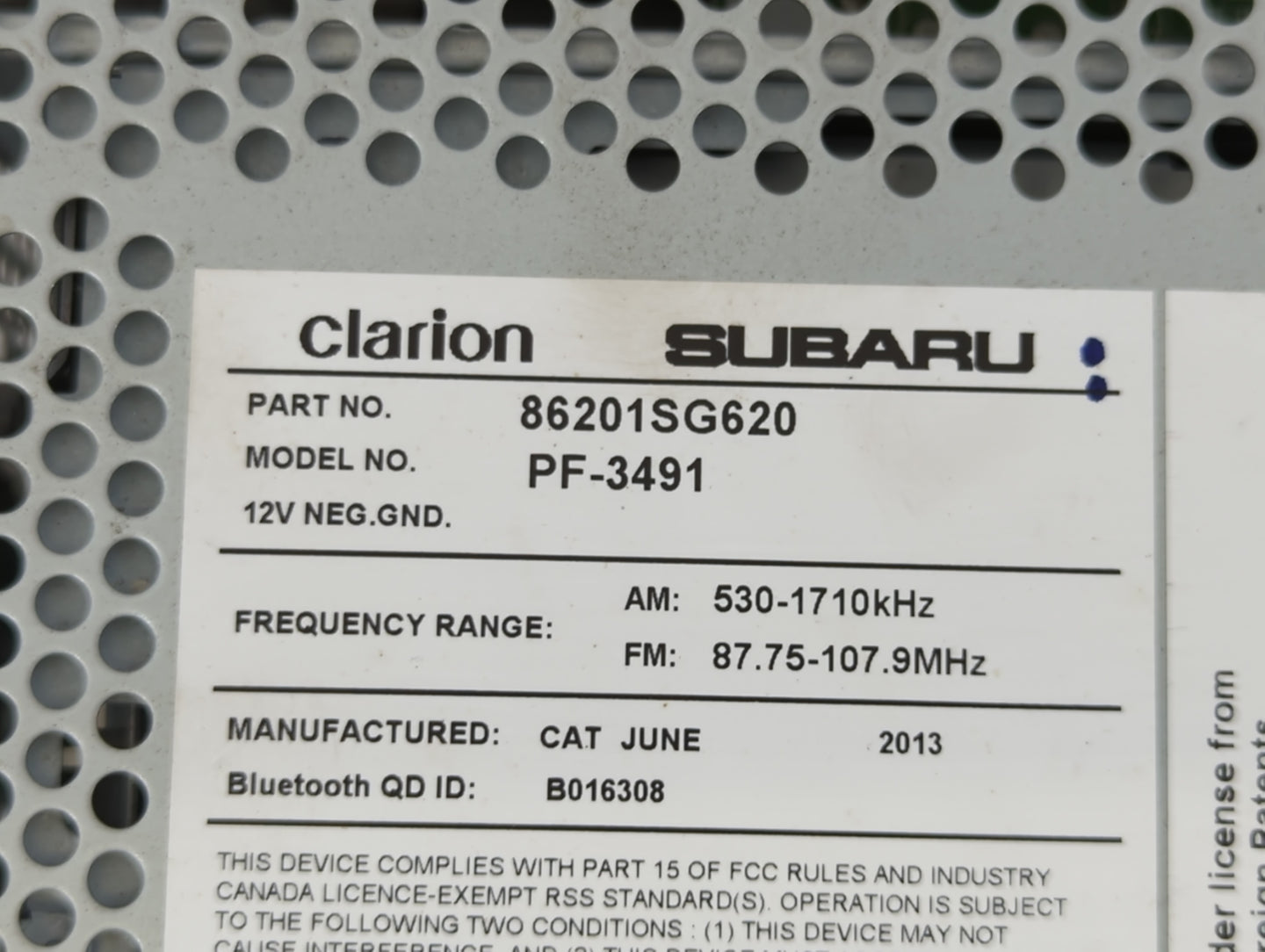 2014 Subaru Forester Am Fm Cd Player Radio Receiver - Oemusedautoparts1.com