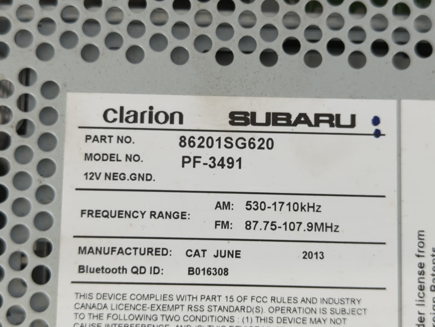2014 Subaru Forester Am Fm Cd Player Radio Receiver - Oemusedautoparts1.com