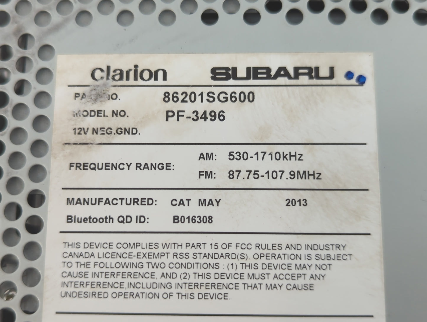 2014 Subaru Forester Am Fm Cd Player Radio Receiver - Oemusedautoparts1.com
