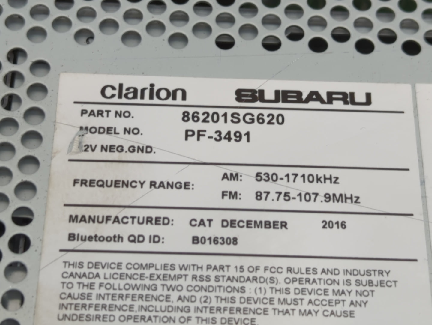 2014 Subaru Forester Radio AM FM Cd Player Receiver Replacement P/N:86201SG620 Fits OEM Used Auto Parts - Oemusedautoparts1.