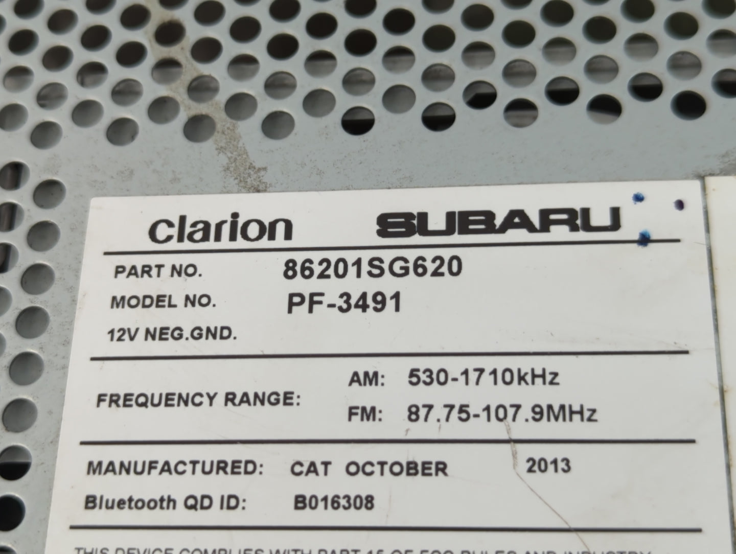 2014 Subaru Forester Radio AM FM Cd Player Receiver Replacement P/N:86201SG620 Fits OEM Used Auto Parts - Oemusedautoparts1.