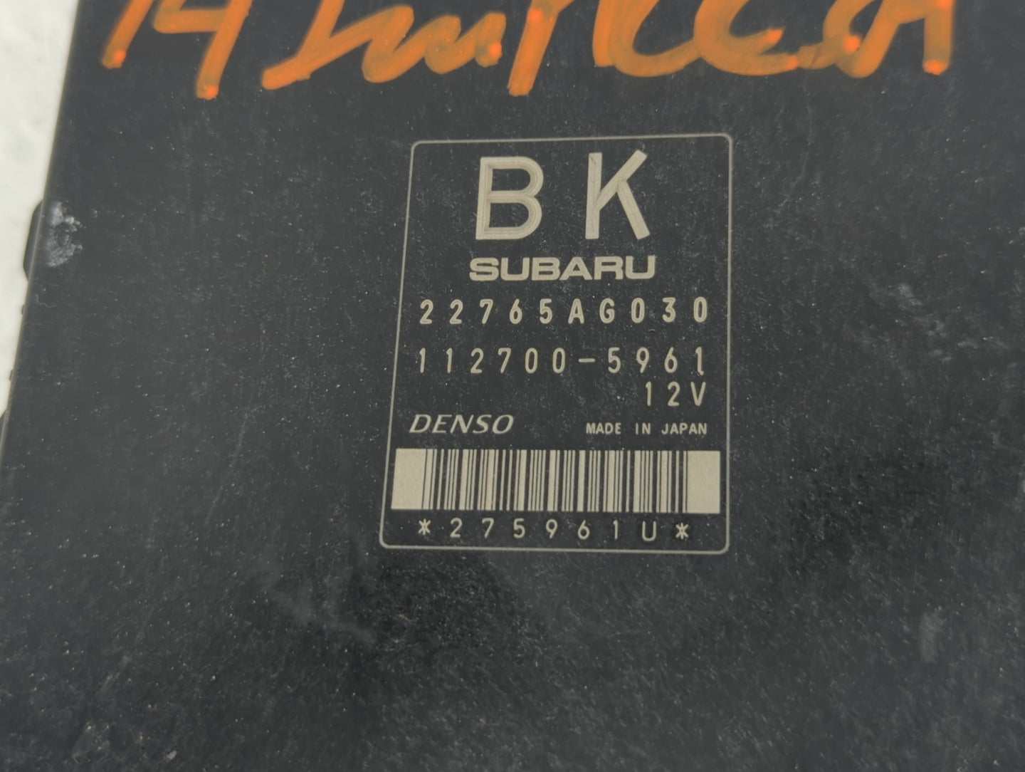 2014 Subaru Impreza PCM Engine Control Computer ECU ECM PCU OEM P/N:22765AG030 Fits OEM Used Auto Parts - Oemusedautoparts1.