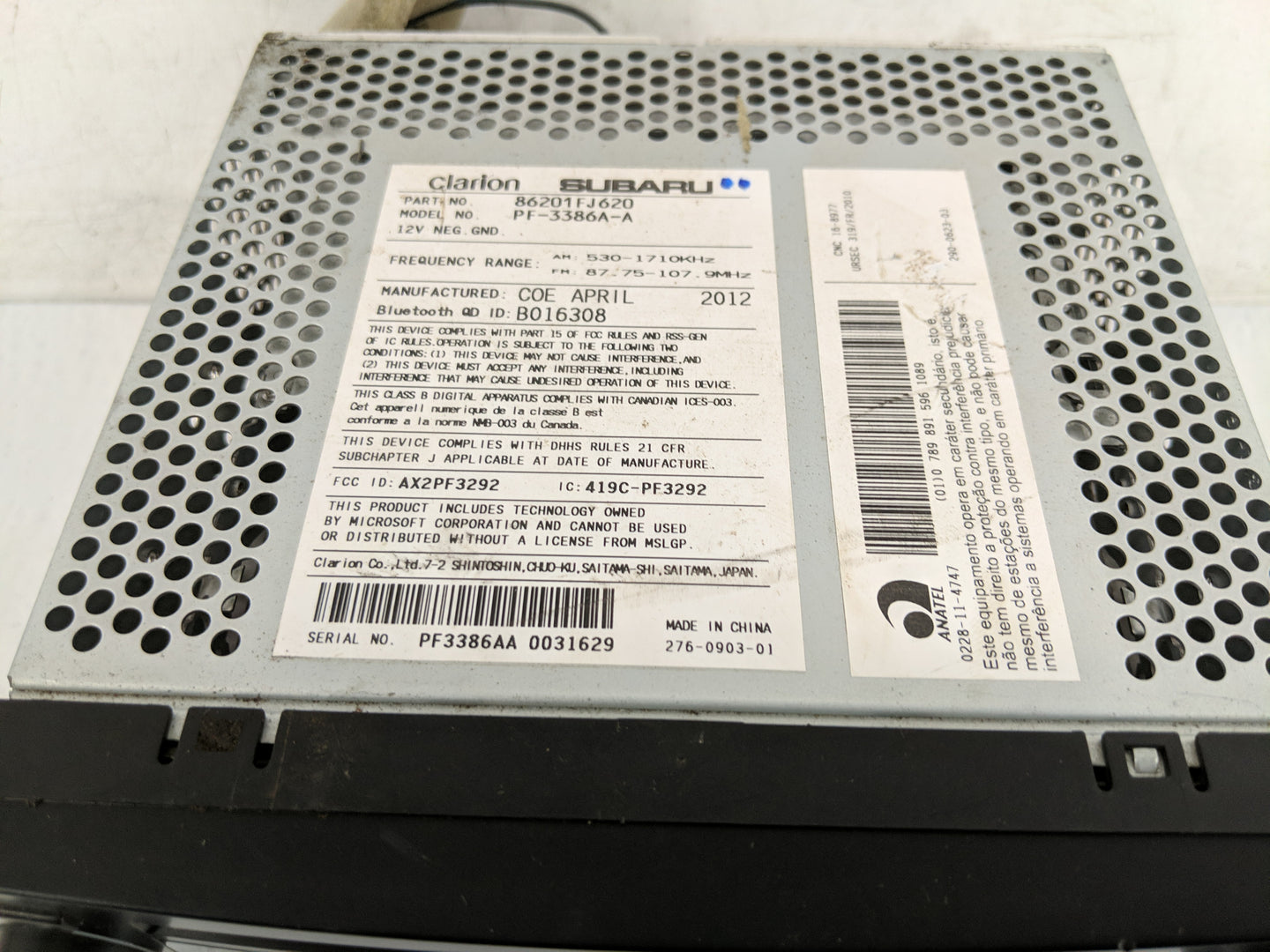 2012-2014 Subaru Impreza Radio AM FM Cd Player Receiver Replacement P/N:86201FJ620 Fits Fits 2012 2013 2014 OEM Used Auto Pa