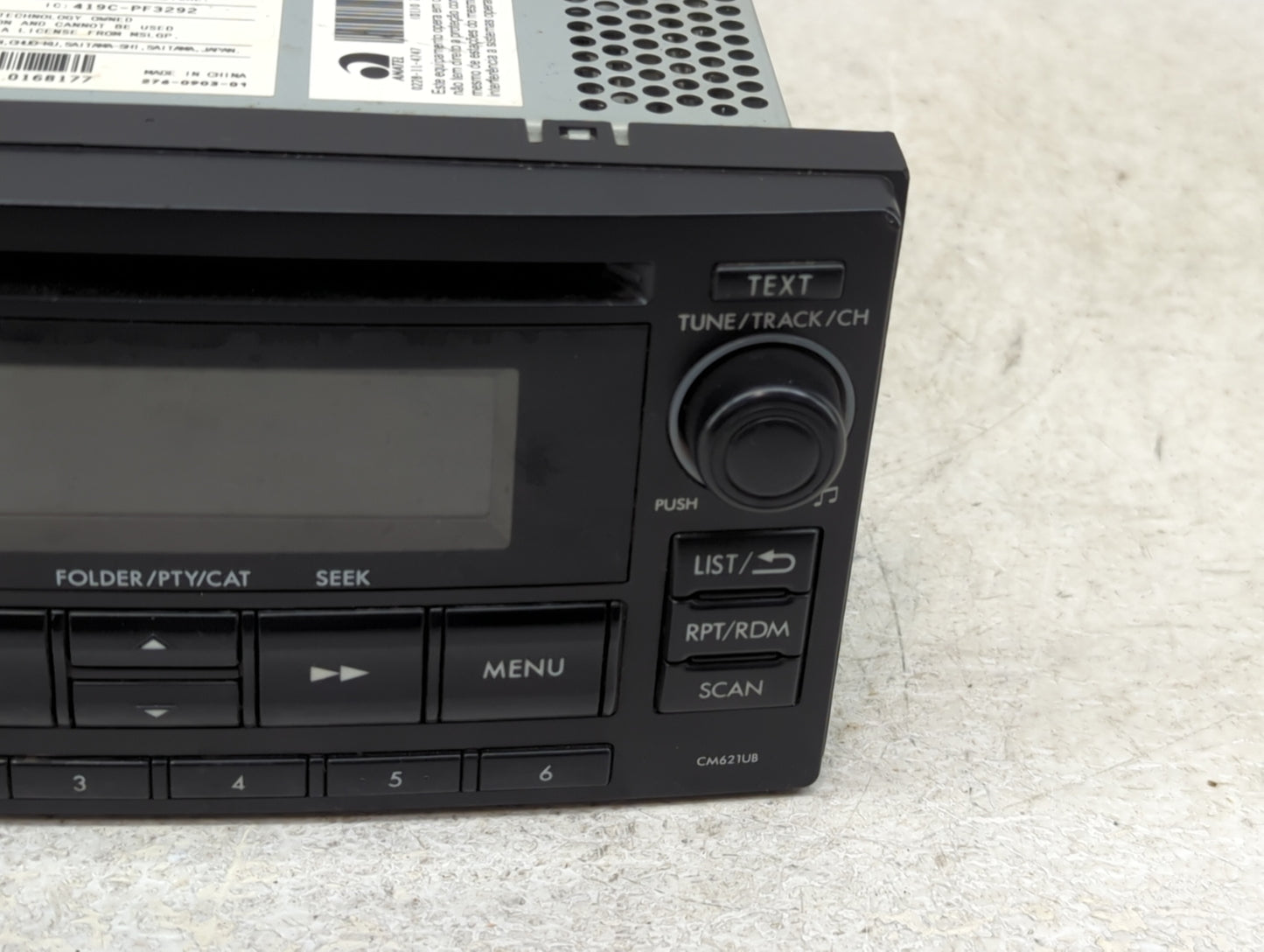 2014 Subaru Impreza Radio AM FM Cd Player Receiver Replacement P/N:86201FJ620 Fits OEM Used Auto Parts - Oemusedautoparts1.c