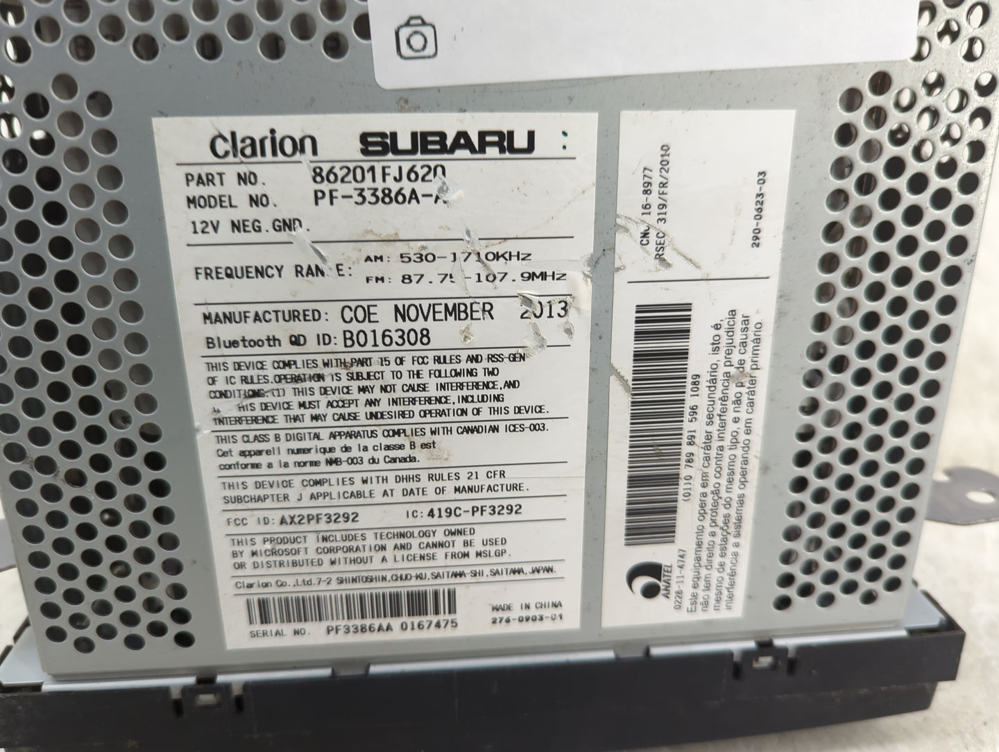 2014 Subaru Impreza Radio AM FM Cd Player Receiver Replacement P/N:86201FJ620 PF-3386A-A, AX2PF3292, 419C-PF3292 Fits OEM Us