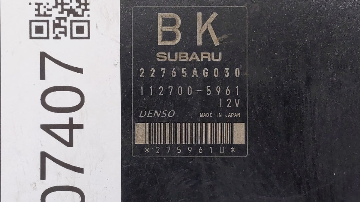 2014 Subaru Impreza PCM Engine Control Computer ECU ECM PCU OEM P/N:22765AG030 OEM Used Auto Parts - Oemusedautoparts1.com