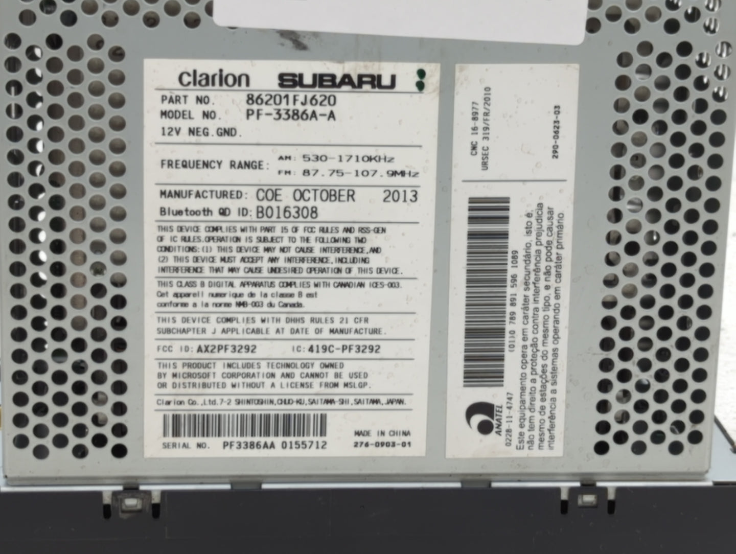 2012-2014 Subaru Impreza Am Fm Cd Player Radio Receiver - Oemusedautoparts1.com
