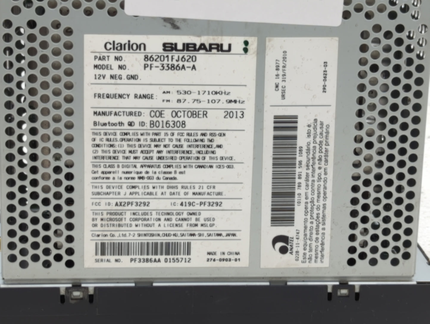 2012-2014 Subaru Impreza Am Fm Cd Player Radio Receiver - Oemusedautoparts1.com