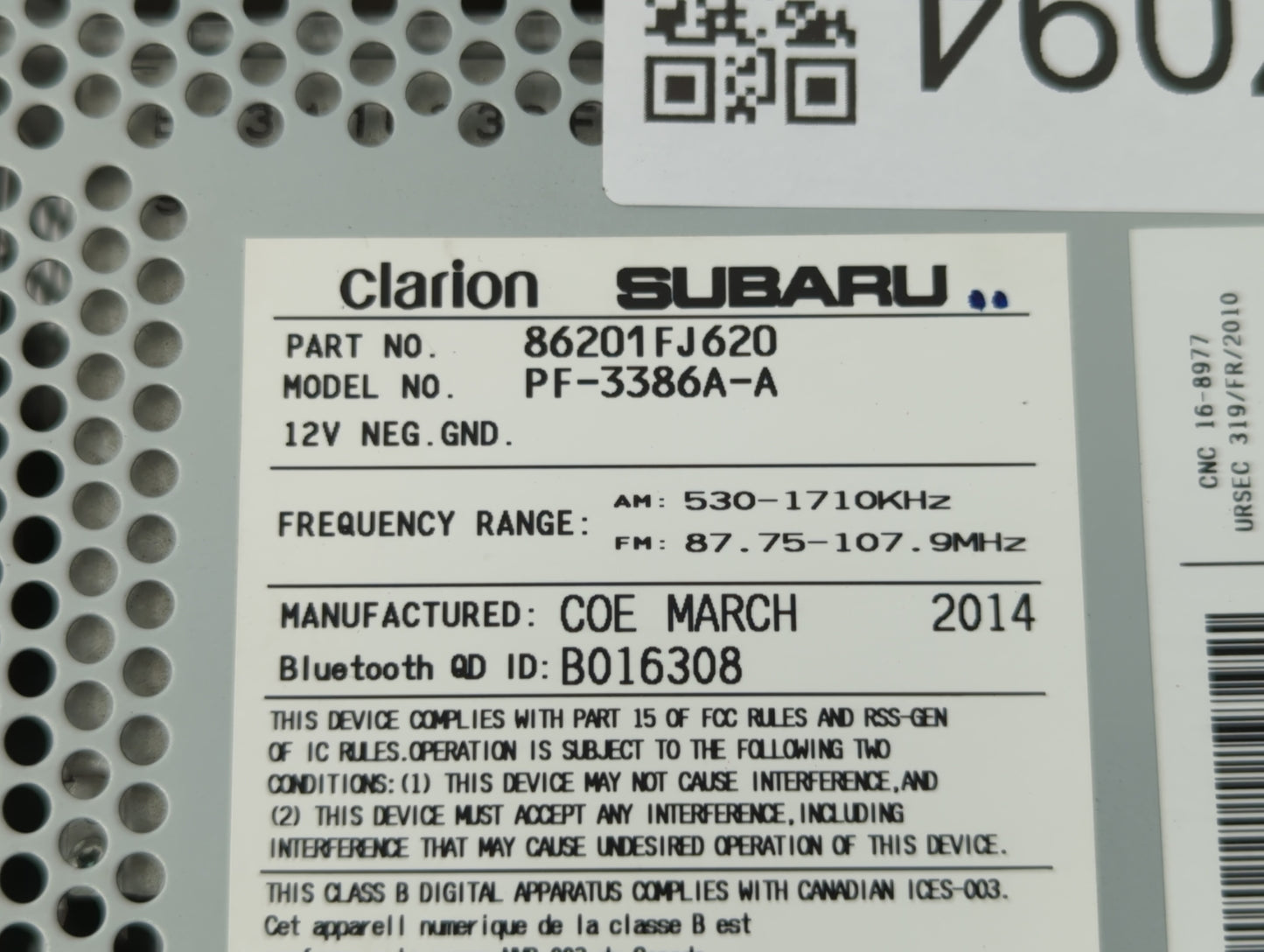 2012-2014 Subaru Impreza Am Fm Cd Player Radio Receiver - Oemusedautoparts1.com