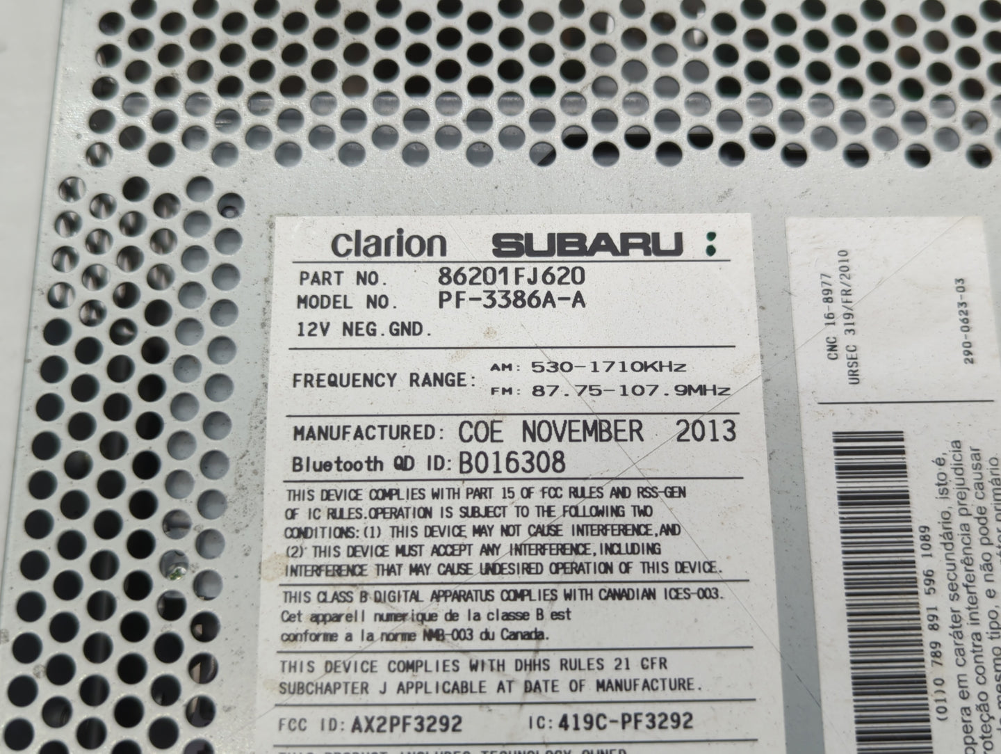 2012-2014 Subaru Impreza Am Fm Cd Player Radio Receiver - Oemusedautoparts1.com