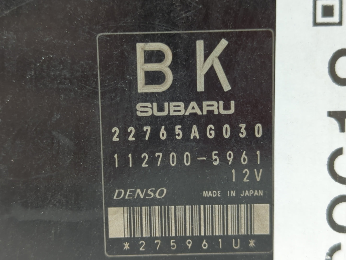 2014 Subaru Impreza PCM Engine Control Computer ECU ECM PCU OEM P/N:112700-5961 22765AG030 Fits OEM Used Auto Parts - Oemuse