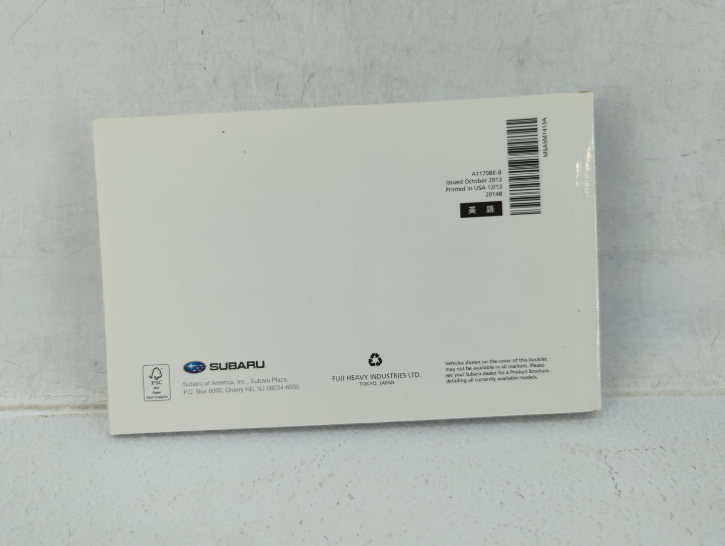 2014 Subaru Impreza Owners Manual Book Guide OEM Used Auto Parts - Oemusedautoparts1.com