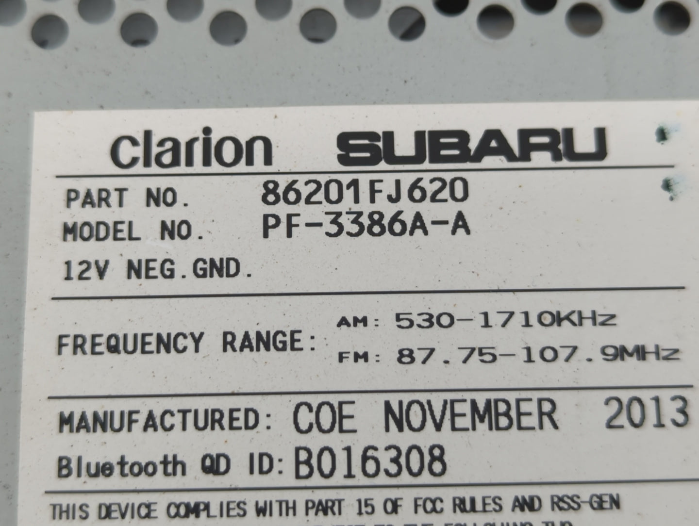 2012-2014 Subaru Impreza Am Fm Cd Player Radio Receiver - Oemusedautoparts1.com