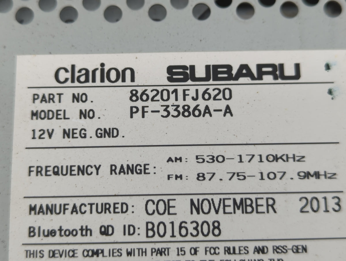2012-2014 Subaru Impreza Am Fm Cd Player Radio Receiver 539178 - Oemusedautoparts1.com