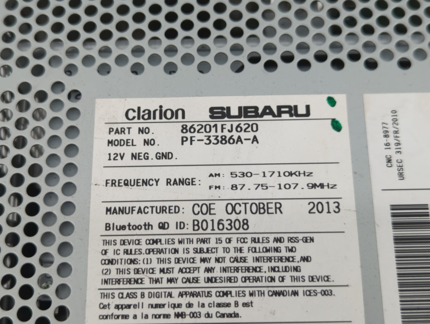 2012-2014 Subaru Impreza Am Fm Cd Player Radio Receiver - Oemusedautoparts1.com