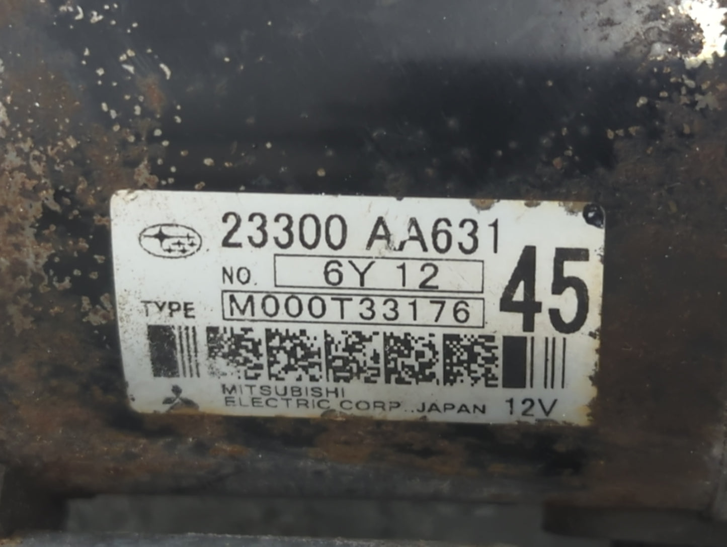 2012-2016 Subaru Impreza Car Starter Motor Solenoid OEM P/N:M000T33176 23300 AA631 Fits OEM Used Auto Parts - Oemusedautopar
