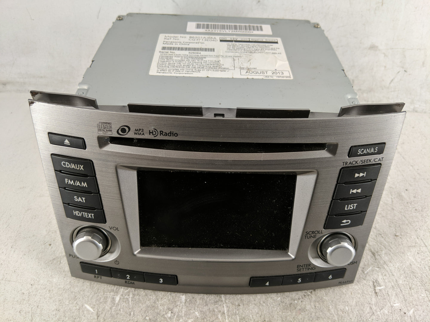 2012-2014 Subaru Legacy Radio AM FM Cd Player Receiver Replacement Fits Fits 2012 2013 2014 OEM Used Auto Parts - Oemusedaut