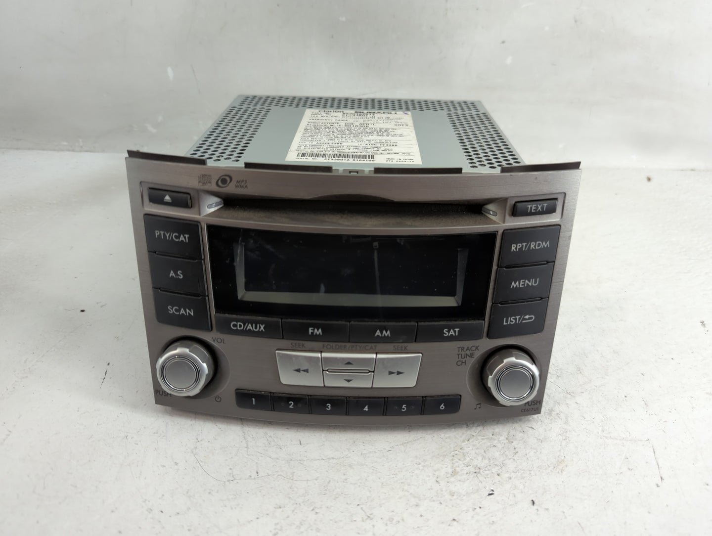 2012-2014 Subaru Legacy Radio AM FM Cd Player Receiver Replacement P/N:86201AJ61A Fits Fits 2012 2013 2014 OEM Used Auto Par