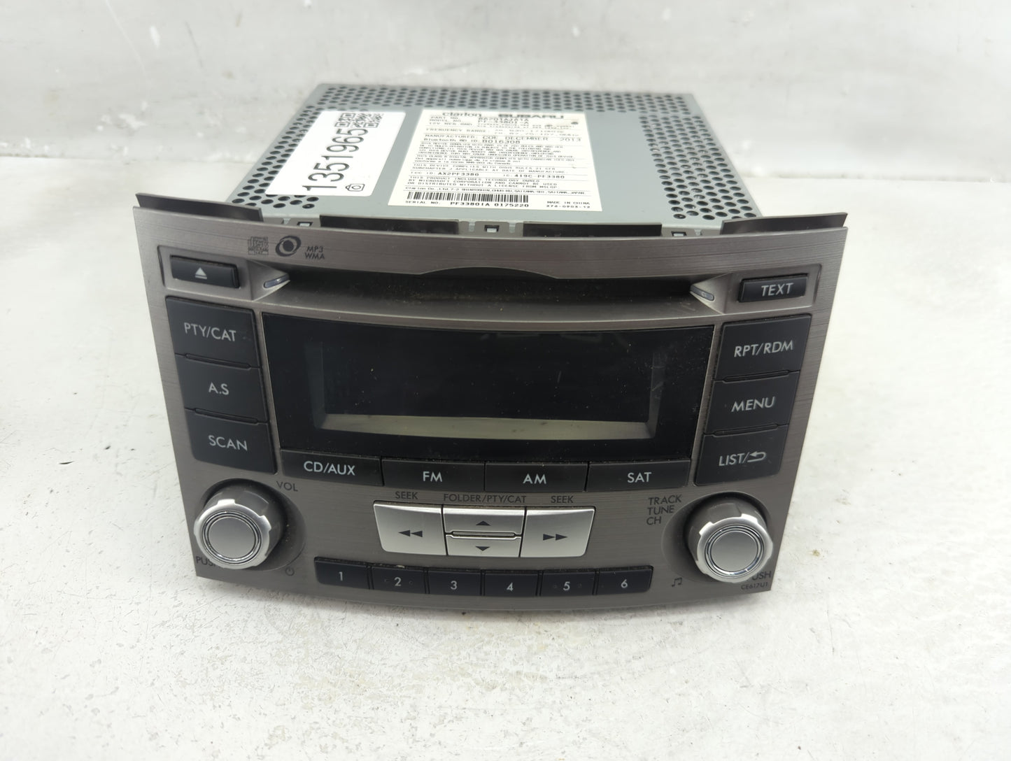 2012-2014 Subaru Legacy Radio AM FM Cd Player Receiver Replacement P/N:86201AJ61A Fits Fits 2012 2013 2014 OEM Used Auto Par