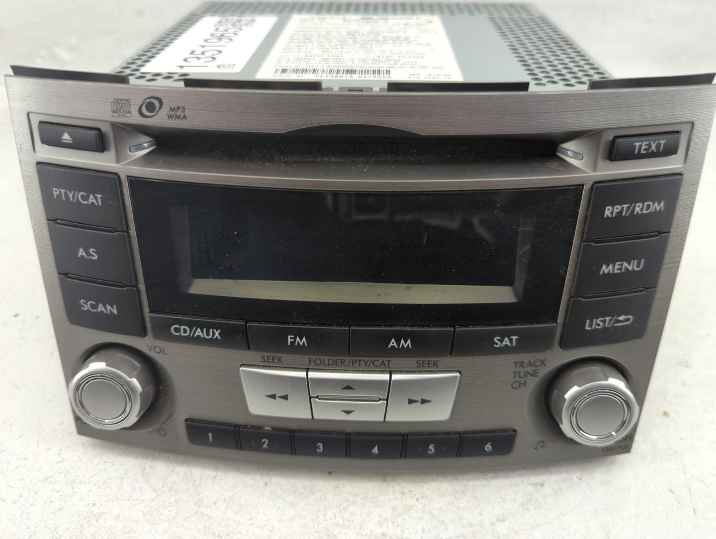 2012-2014 Subaru Legacy Radio AM FM Cd Player Receiver Replacement P/N:86201AJ61A Fits Fits 2012 2013 2014 OEM Used Auto Par