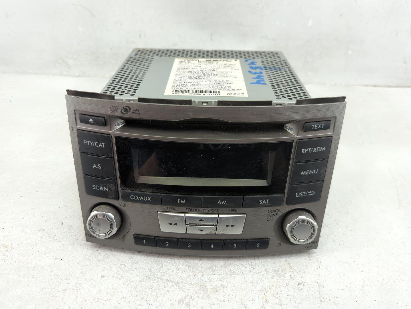 2012-2014 Subaru Legacy Radio AM FM Cd Player Receiver Replacement P/N:86201AJ61A Fits Fits 2012 2013 2014 OEM Used Auto Par