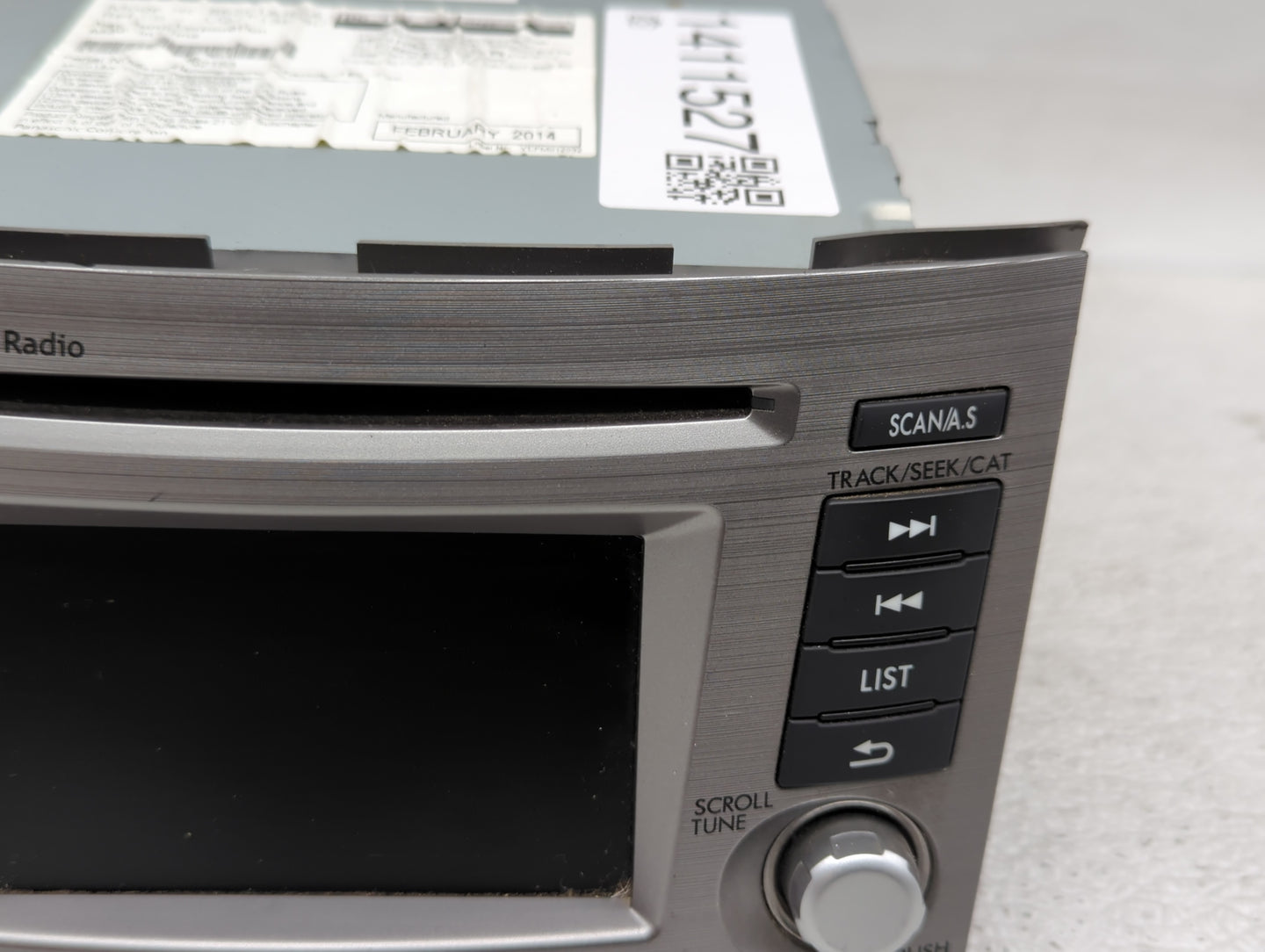 2013-2014 Subaru Legacy Radio AM FM Cd Player Receiver Replacement P/N:86201AJ66A Fits Fits 2013 2014 OEM Used Auto Parts - 