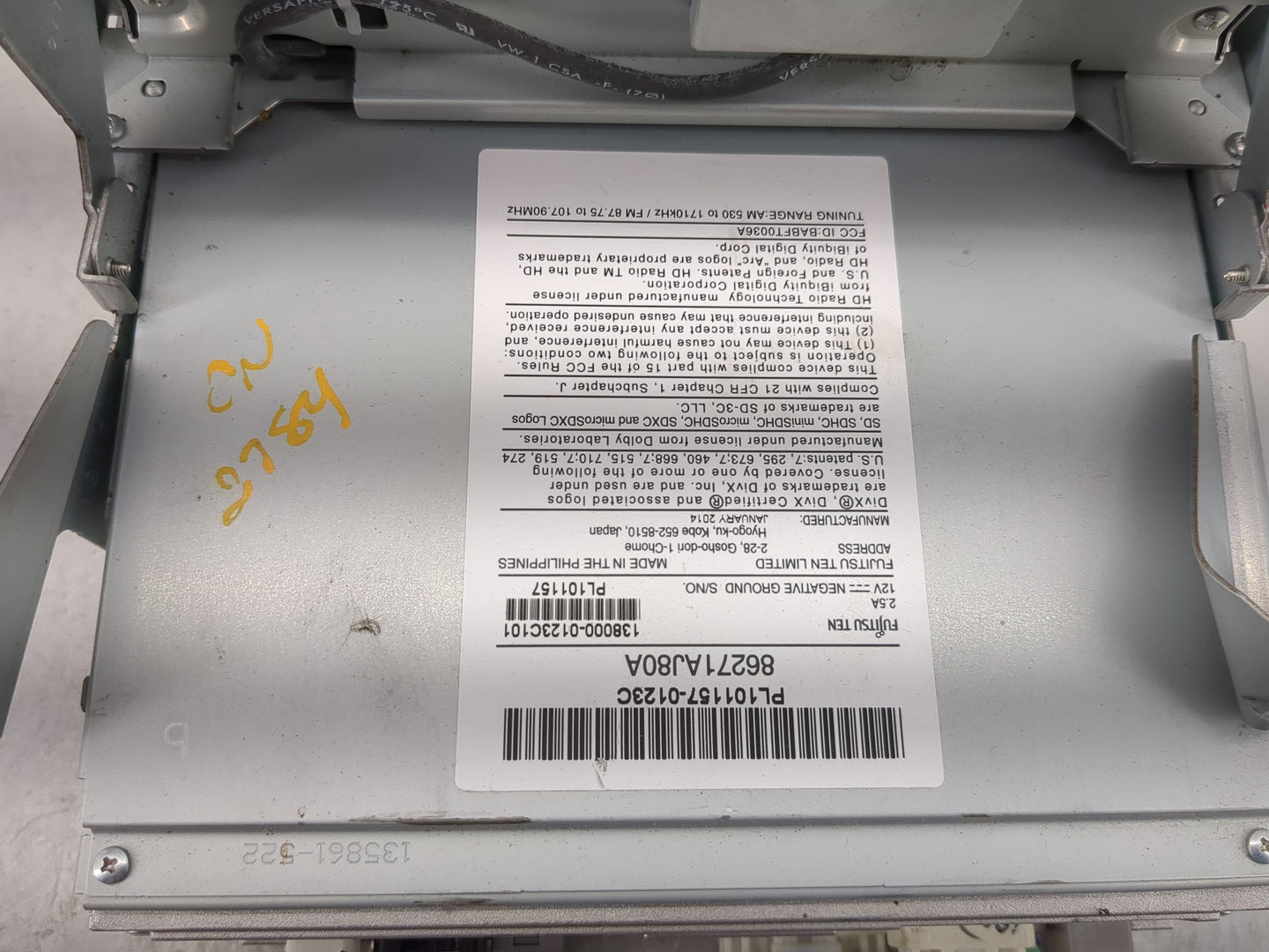 2014 Subaru Legacy Radio AM FM Cd Player Receiver Replacement P/N:86271AJ80A P68245851AB Fits OEM Used Auto Parts - Oemuseda