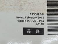 2014 Subaru Legacy Owners Manual Book Guide P/N:A2500BE-B OEM Used Auto Parts - Oemusedautoparts1.com
