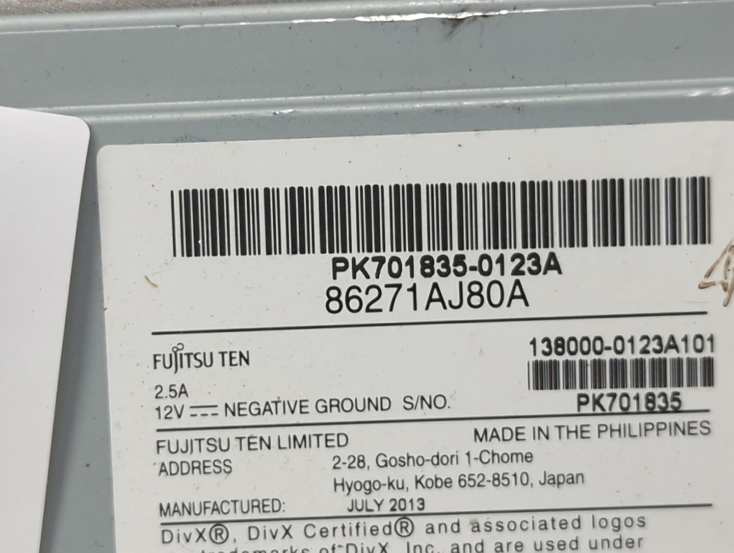 2014 Subaru Legacy Radio AM FM Cd Player Receiver Replacement P/N:86271AJ80A PK701835-0123A, 138000-0123A101, PK701835 Fits 