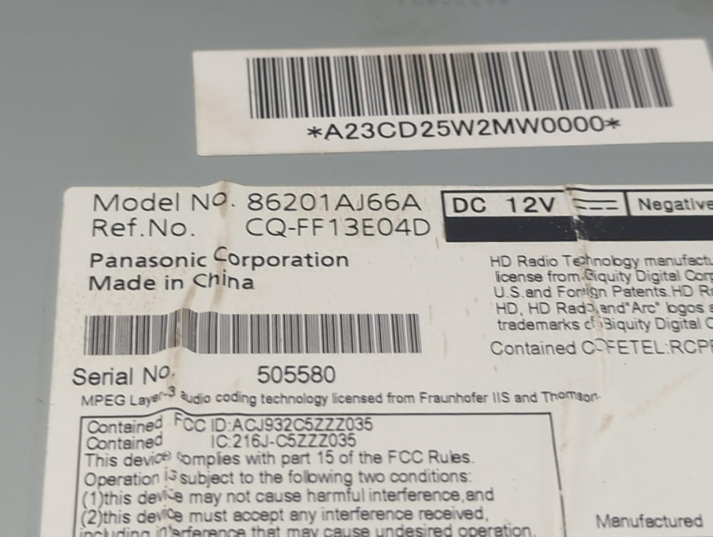 2012-2014 Subaru Legacy Radio AM FM Cd Player Receiver Replacement P/N:86201AJ66A CQ-FF13E04D Fits Fits 2012 2013 2014 OEM U