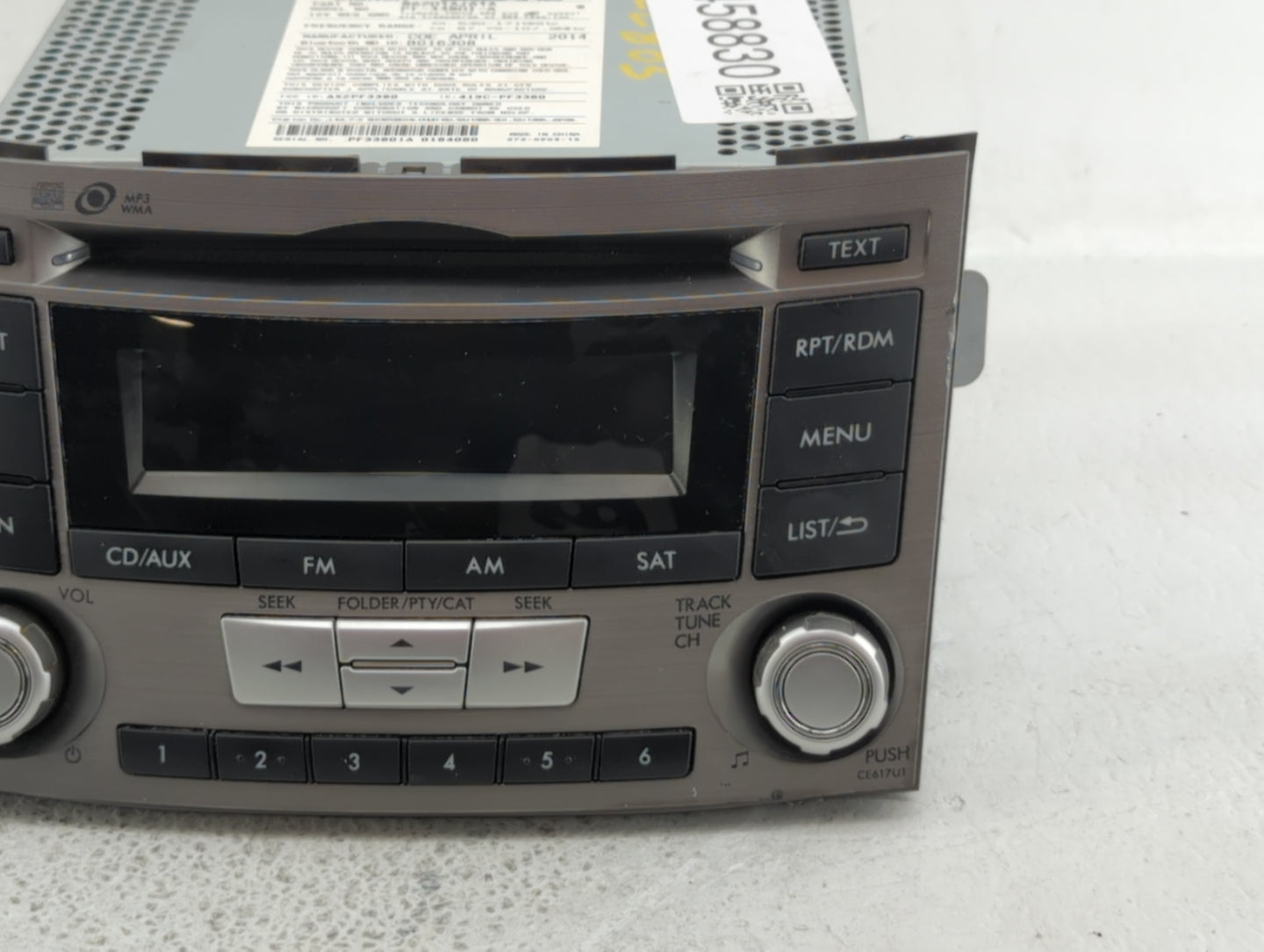2012-2014 Subaru Legacy Am Fm Cd Player Radio Receiver - Oemusedautoparts1.com