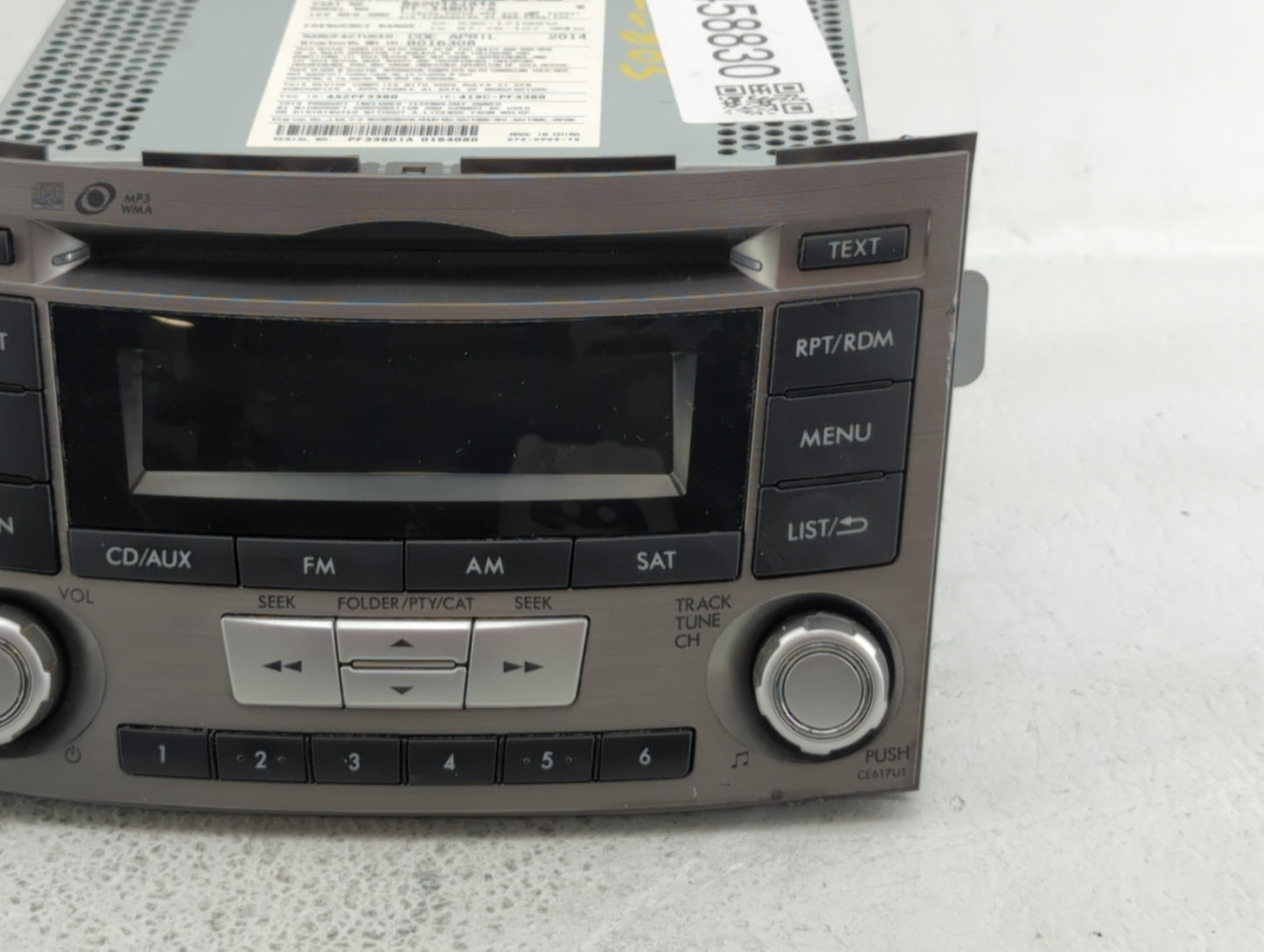 2012-2014 Subaru Legacy Am Fm Cd Player Radio Receiver - Oemusedautoparts1.com