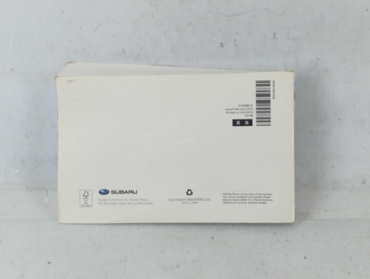 2014 Subaru Legacy Owners Manual Book Guide P/N:A2500BE-B OEM Used Auto Parts - Oemusedautoparts1.com