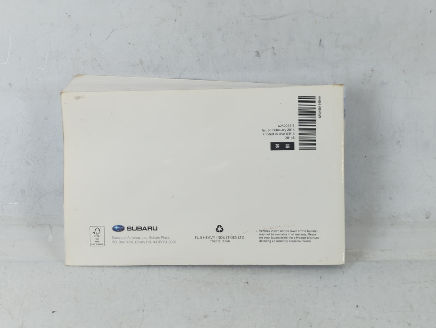 2014 Subaru Legacy Owners Manual Book Guide P/N:A2500BE-B OEM Used Auto Parts - Oemusedautoparts1.com