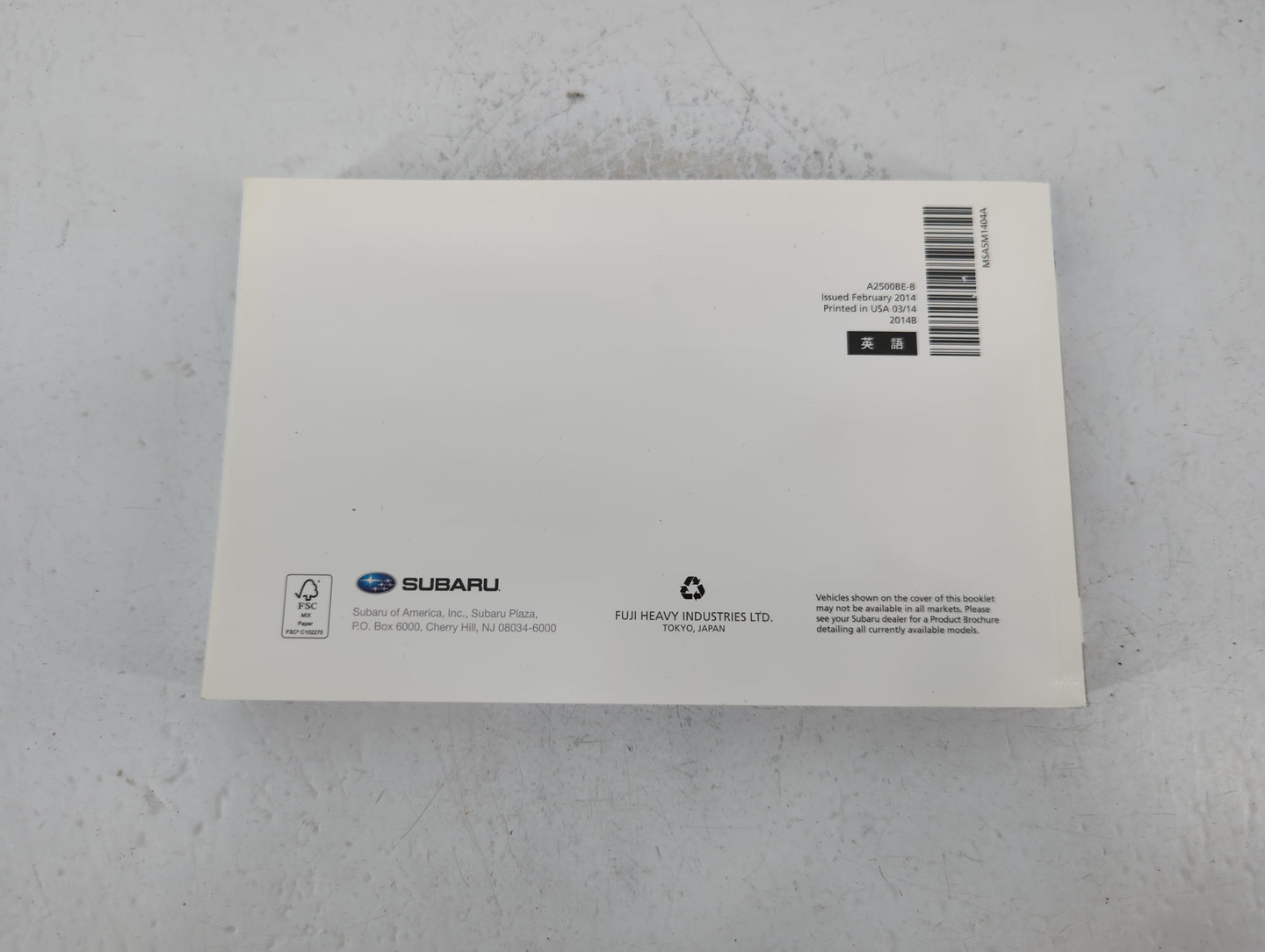 2014 Subaru Legacy Owners Manual Book Guide OEM Used Auto Parts - Oemusedautoparts1.com