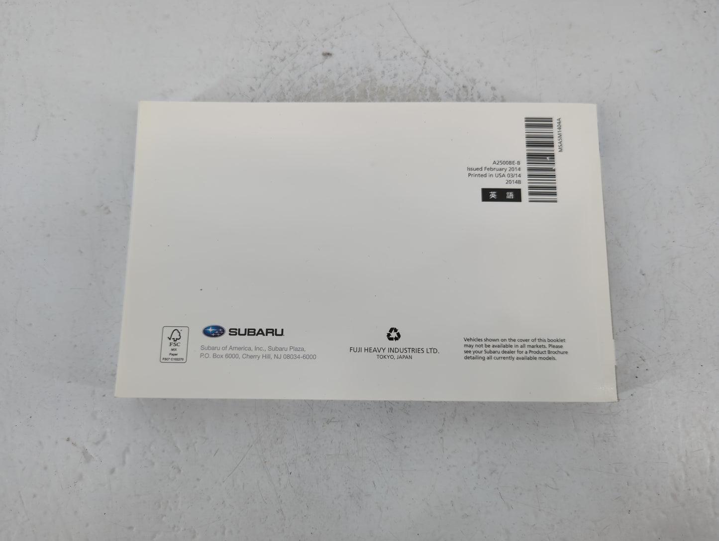 2014 Subaru Legacy Owners Manual Book Guide OEM Used Auto Parts - Oemusedautoparts1.com