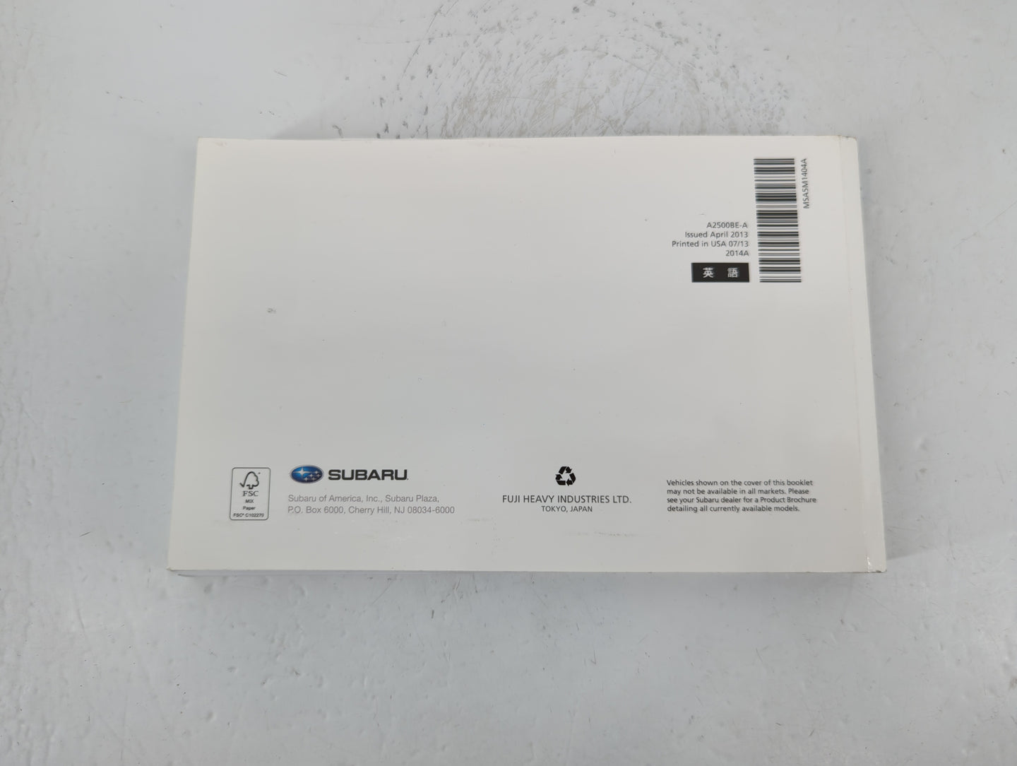 2014 Subaru Legacy Owners Manual Book Guide P/N:A2500BE-A OEM Used Auto Parts - Oemusedautoparts1.com