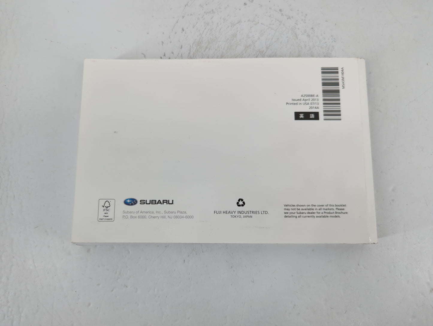 2014 Subaru Legacy Owners Manual Book Guide P/N:A2500BE-A OEM Used Auto Parts - Oemusedautoparts1.com
