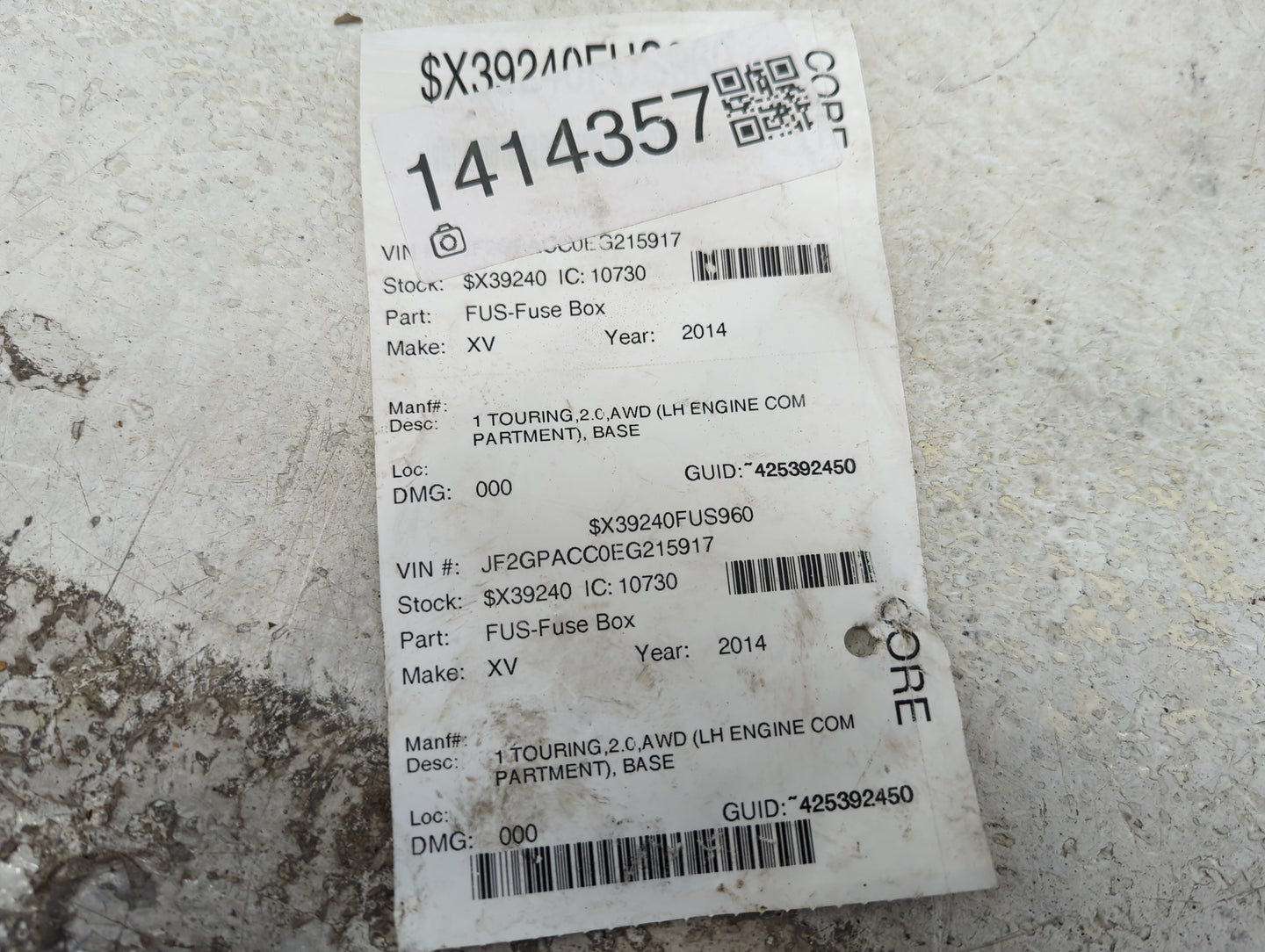 2013-2014 Subaru Xv Fusebox Fuse Box Panel Relay Module Fits Fits 2012 2013 2014 OEM Used Auto Parts - Oemusedautoparts1.com