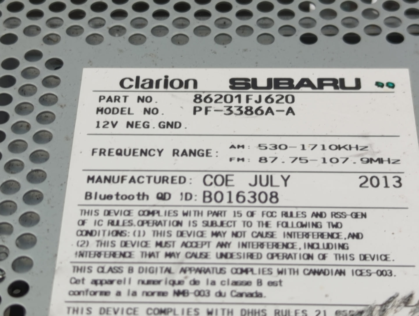 2013-2014 Subaru Xv Radio AM FM Cd Player Receiver Replacement P/N:86201FJ620 PF-3386A-A, CM621UB Fits Fits 2012 2013 2014 O