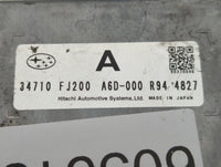 2014 Subaru Xv PCM Engine Control Computer ECU ECM PCU OEM P/N:34710 FJ200 Fits OEM Used Auto Parts - Oemusedautoparts1.com