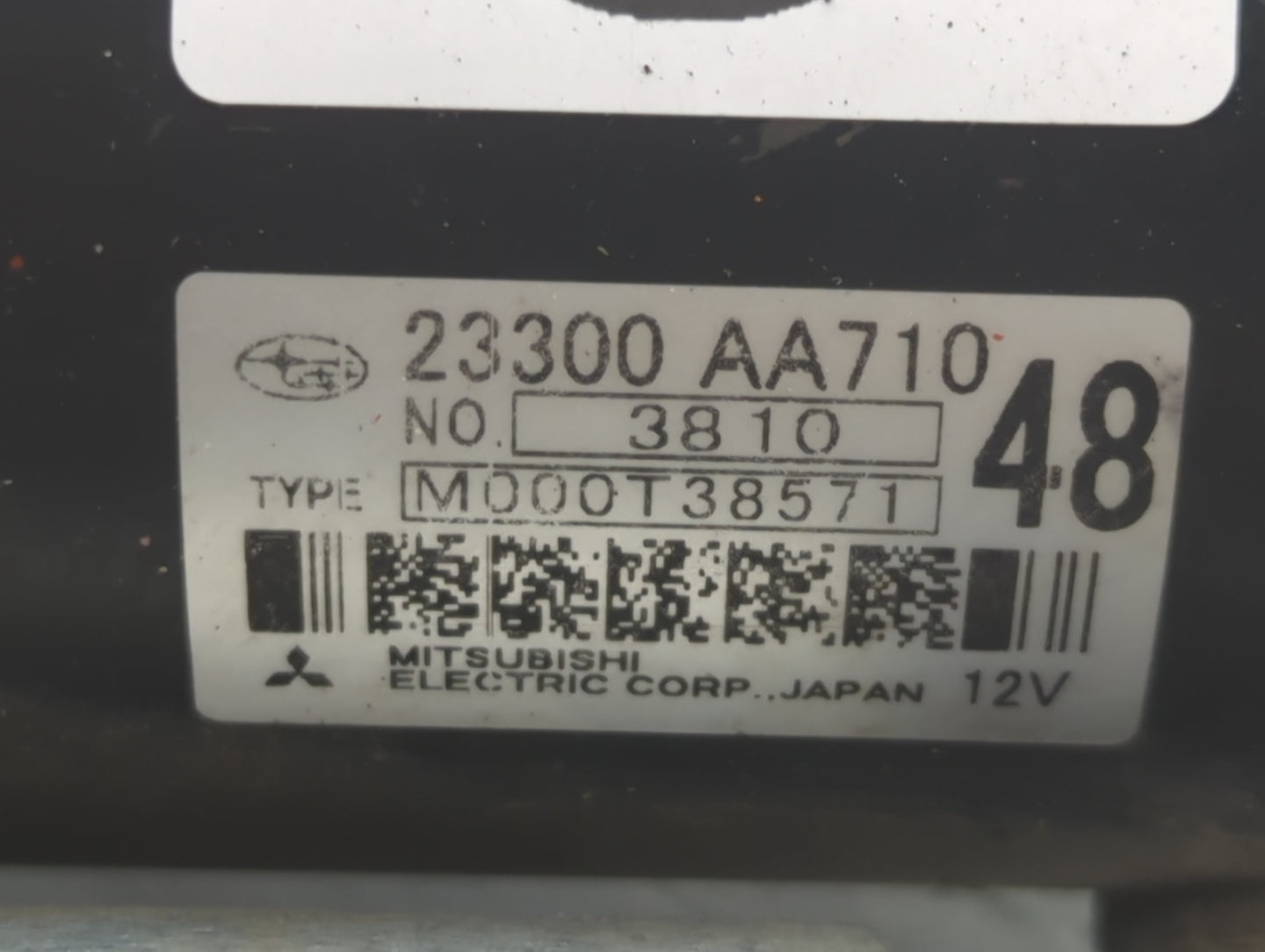 2013-2015 Subaru Xv Car Starter Motor Solenoid OEM P/N:3810 23300 AA710 Fits OEM Used Auto Parts - Oemusedautoparts1.com