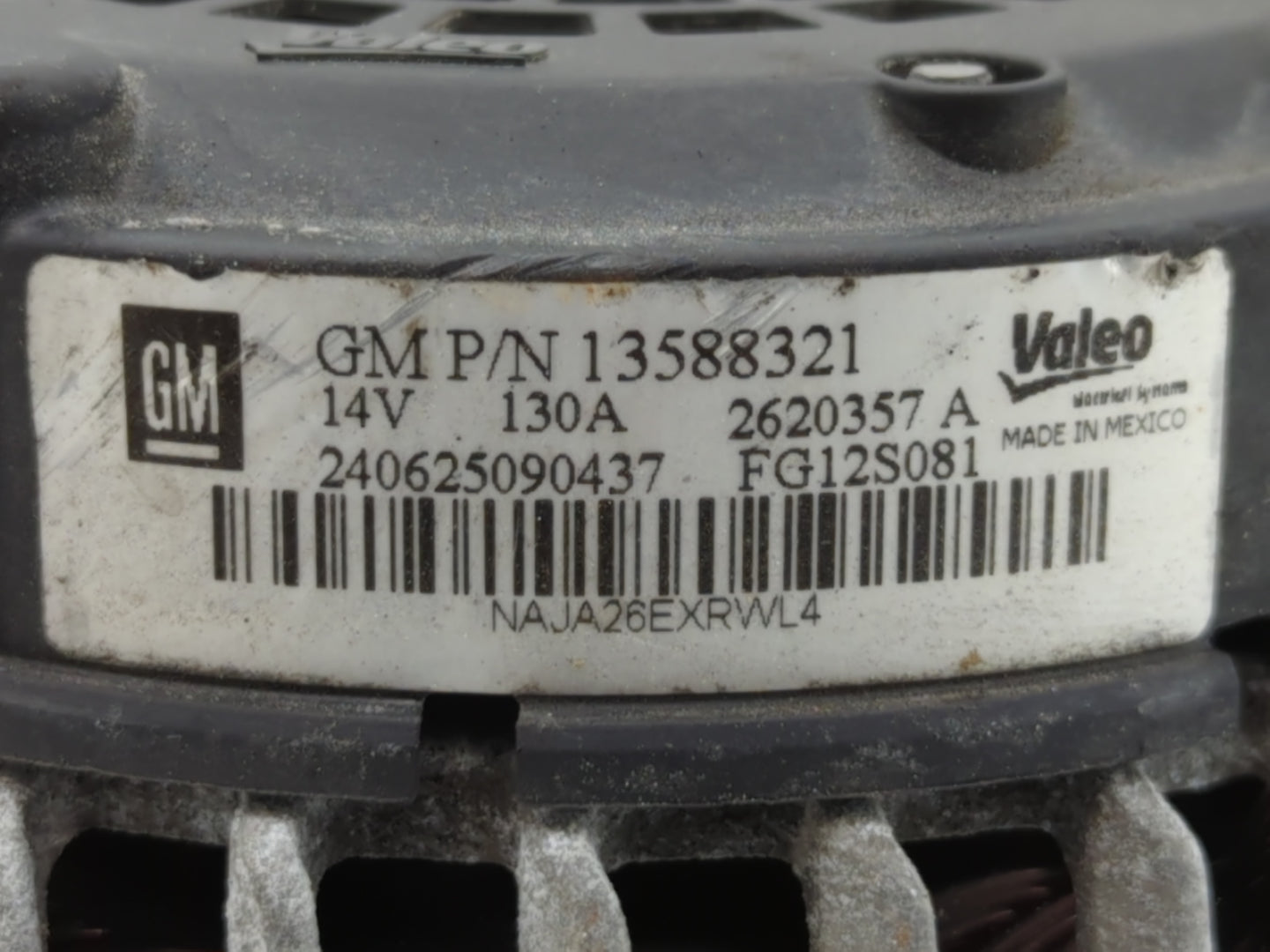 2014 Suzuki Verona Alternator Replacement Generator Charging Assembly Engine OEM P/N:13588321 Fits OEM Used Auto Parts - Oem