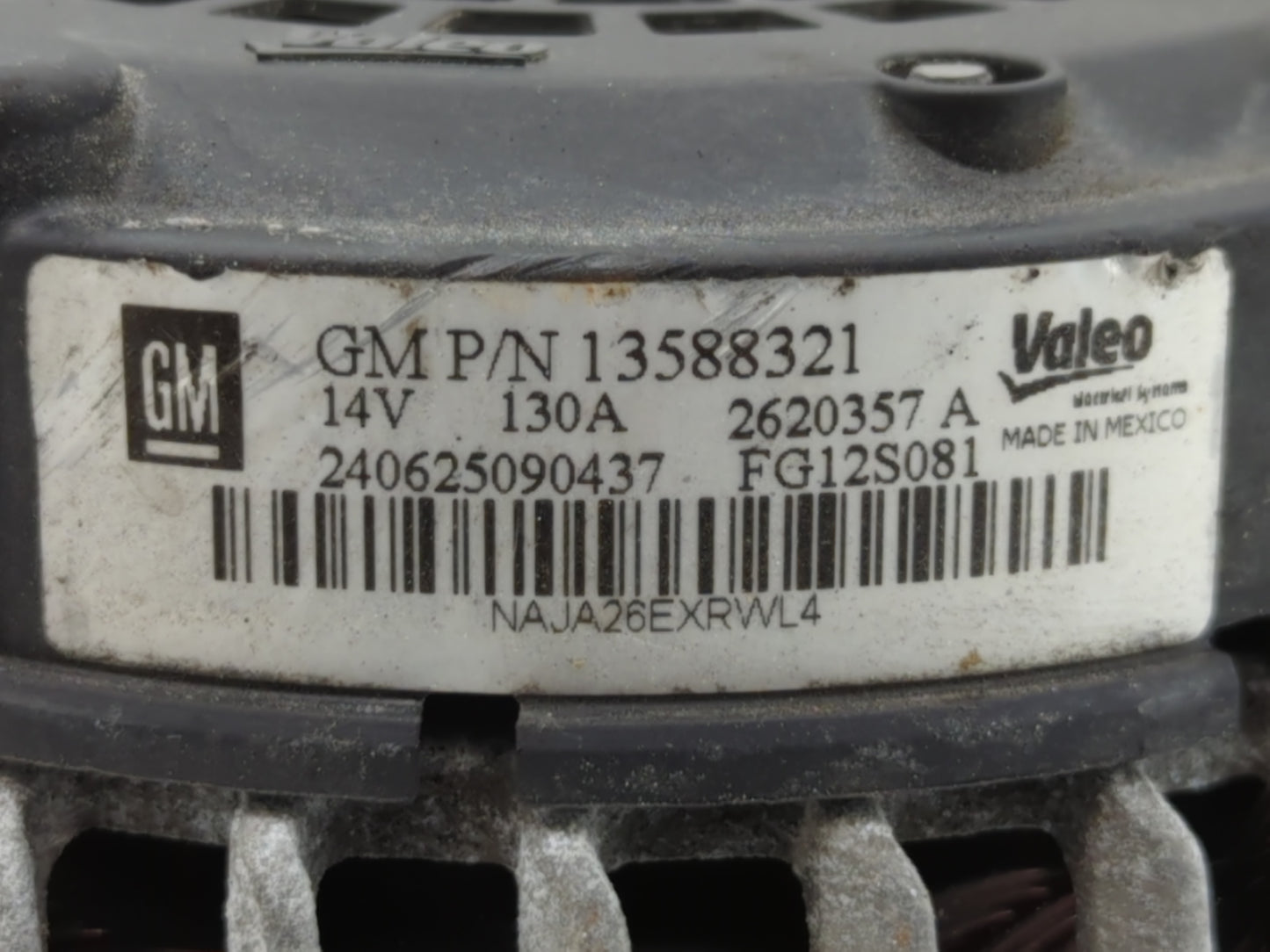 2014 Suzuki Verona Alternator Replacement Generator Charging Assembly Engine OEM P/N:13588321 Fits OEM Used Auto Parts - Oem